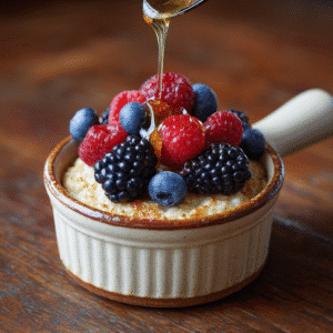 blended baked oats fresh berries rustic