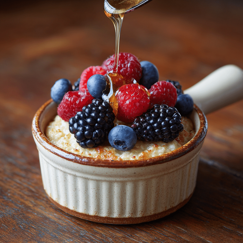 blended baked oats fresh berries rustic