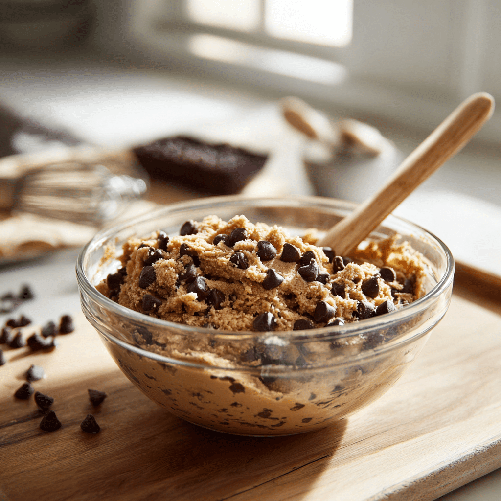 Gluten free chocolate cookie dough in bowl
