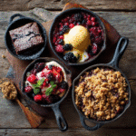 Assorted gluten and lactose free desserts on rustic table