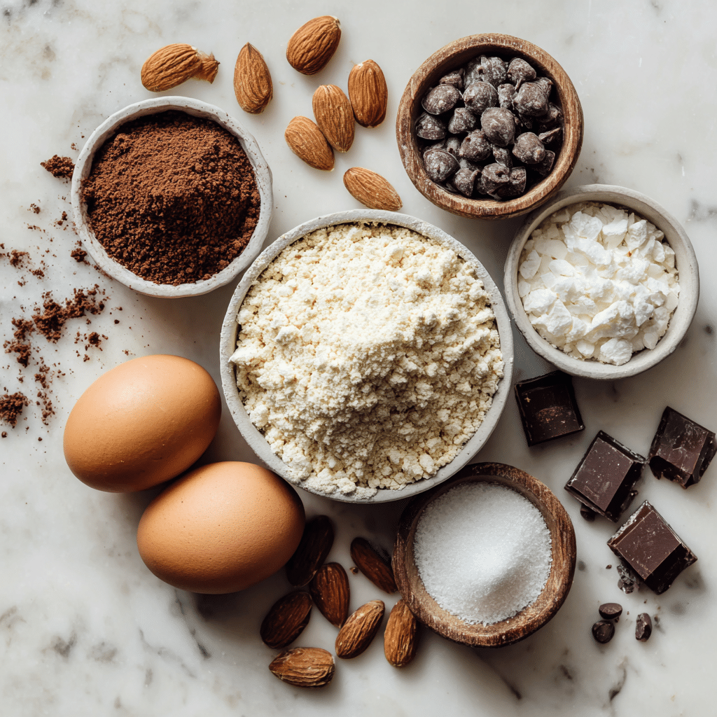 Gluten free cookie ingredients on marble