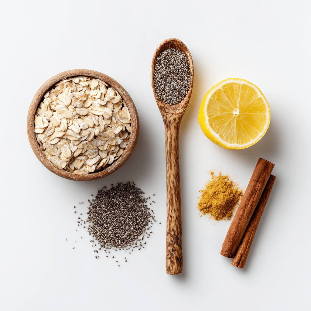 Oatzempic drink ingredients – oats, chia, lemon