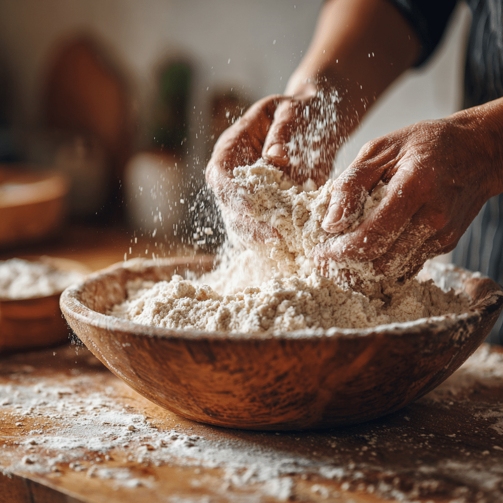 Mixing gluten free pizza dough