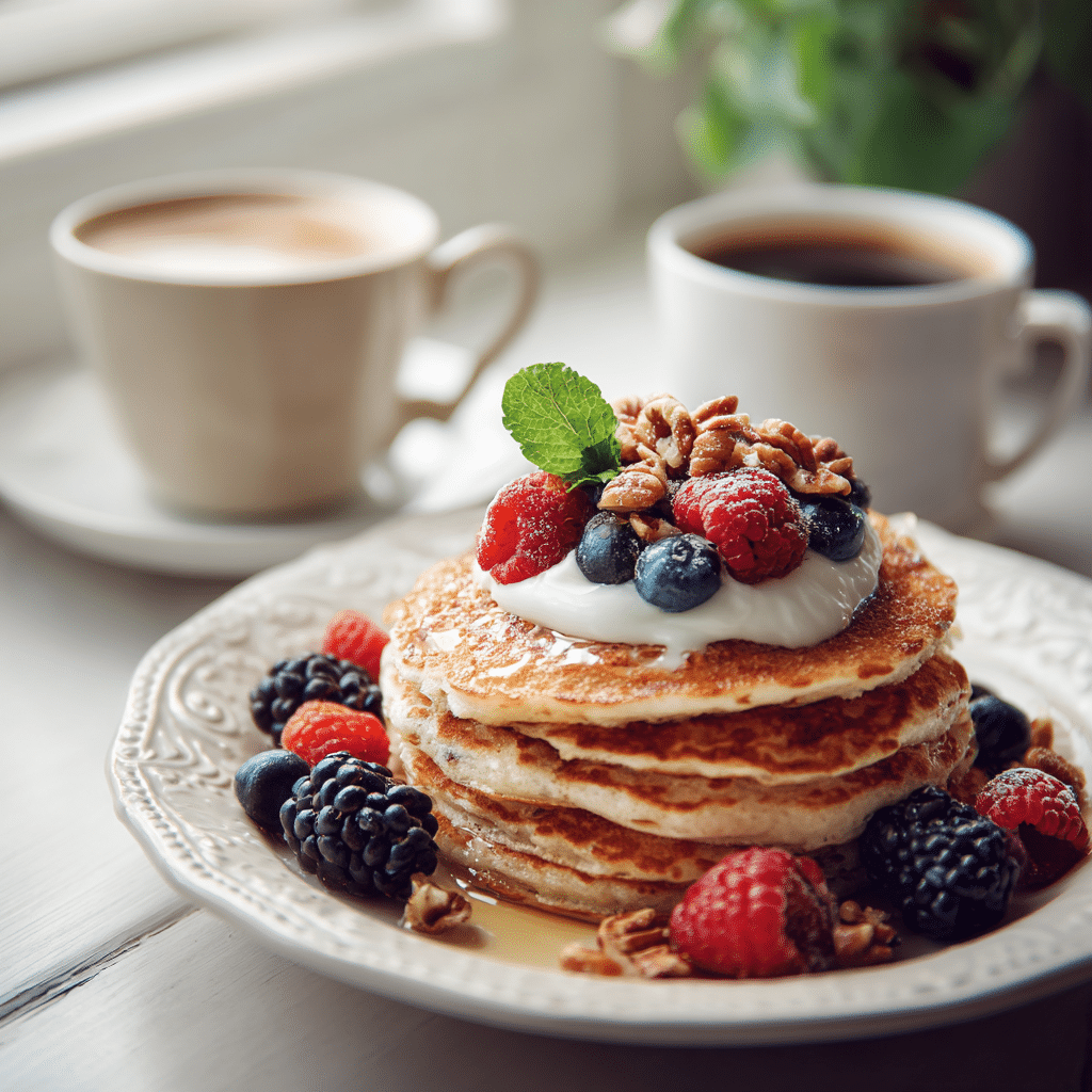 serving cottage cheese pancakes