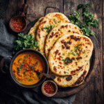 gluten free naan bread served with curry