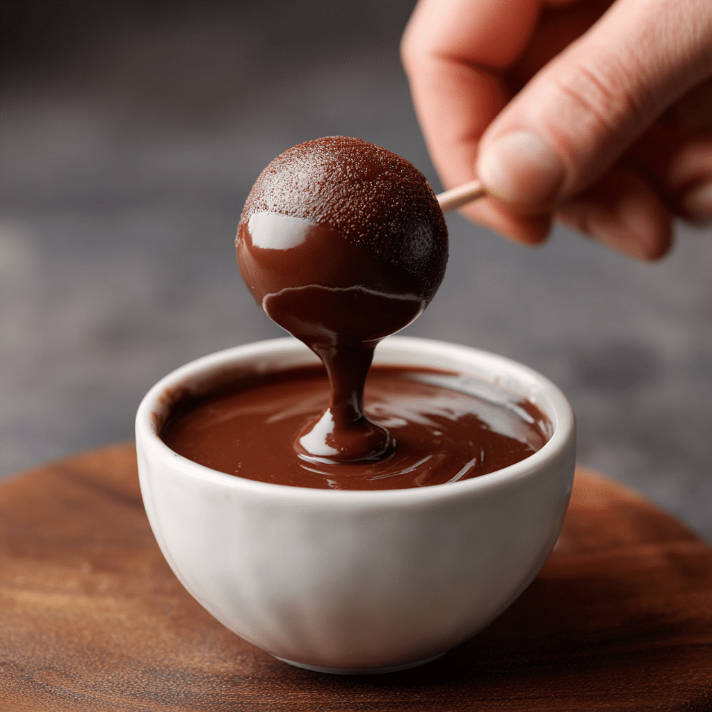 Dipping gluten free cake pop in chocolate