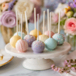 Gluten free cake pops on rustic kitchen stand