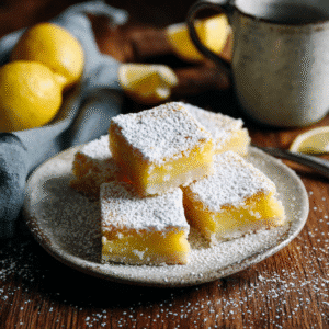 gluten free lemon bars dusted with sugar