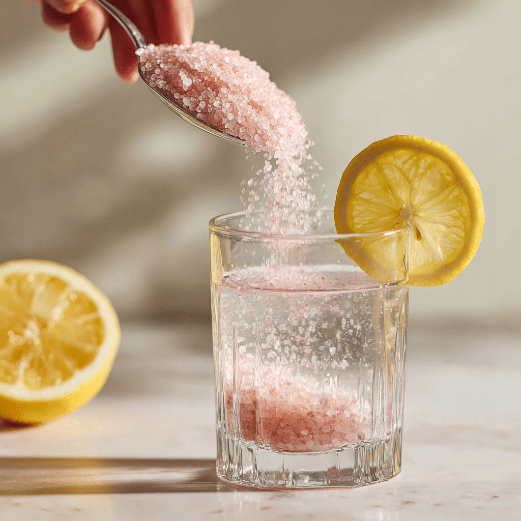pink salt diet drink recipe mixing step