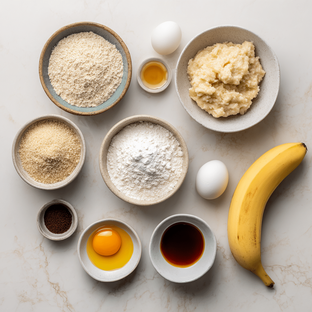 Ingredients for gluten free banana bread