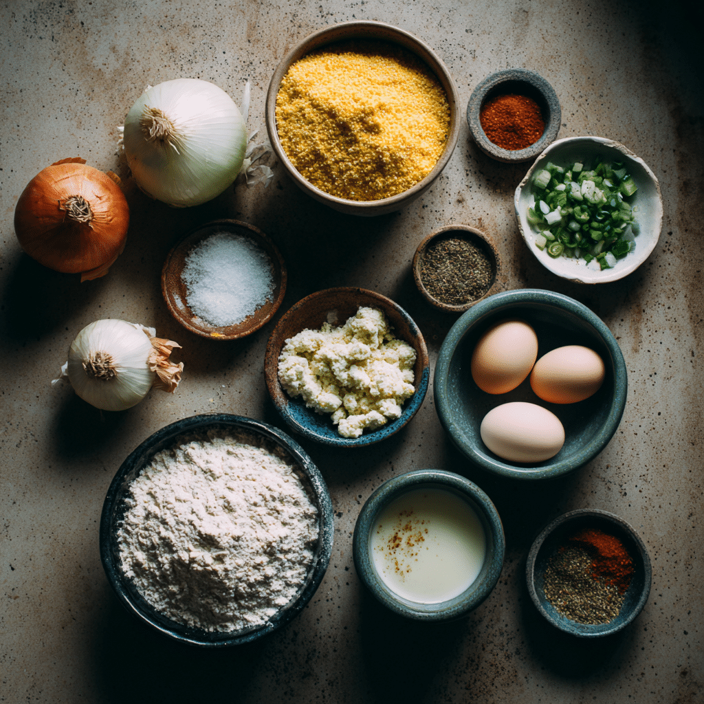 Gluten free hush puppy ingredients laid out