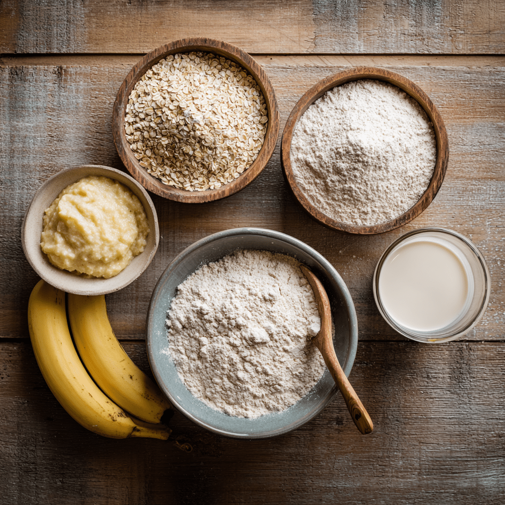 Ingredients for gluten free dairy free banana bread