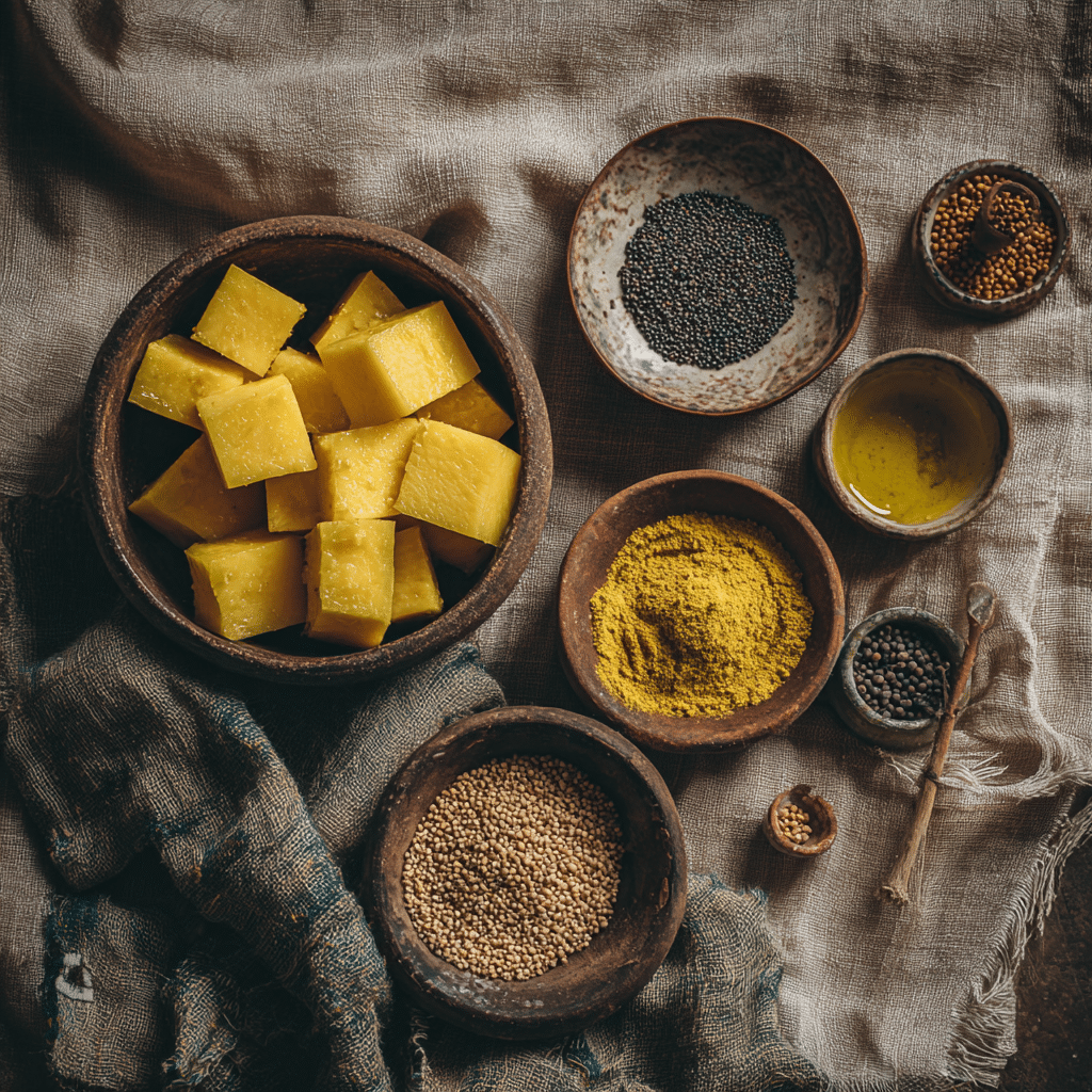 Ingredients for gluten-free mango pickle