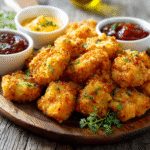 gluten free chicken nuggets stacked fresh crispy