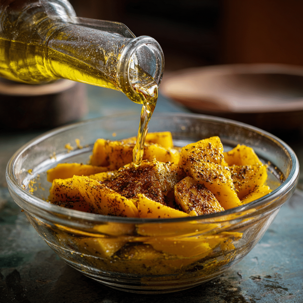 Making gluten-free mango pickle