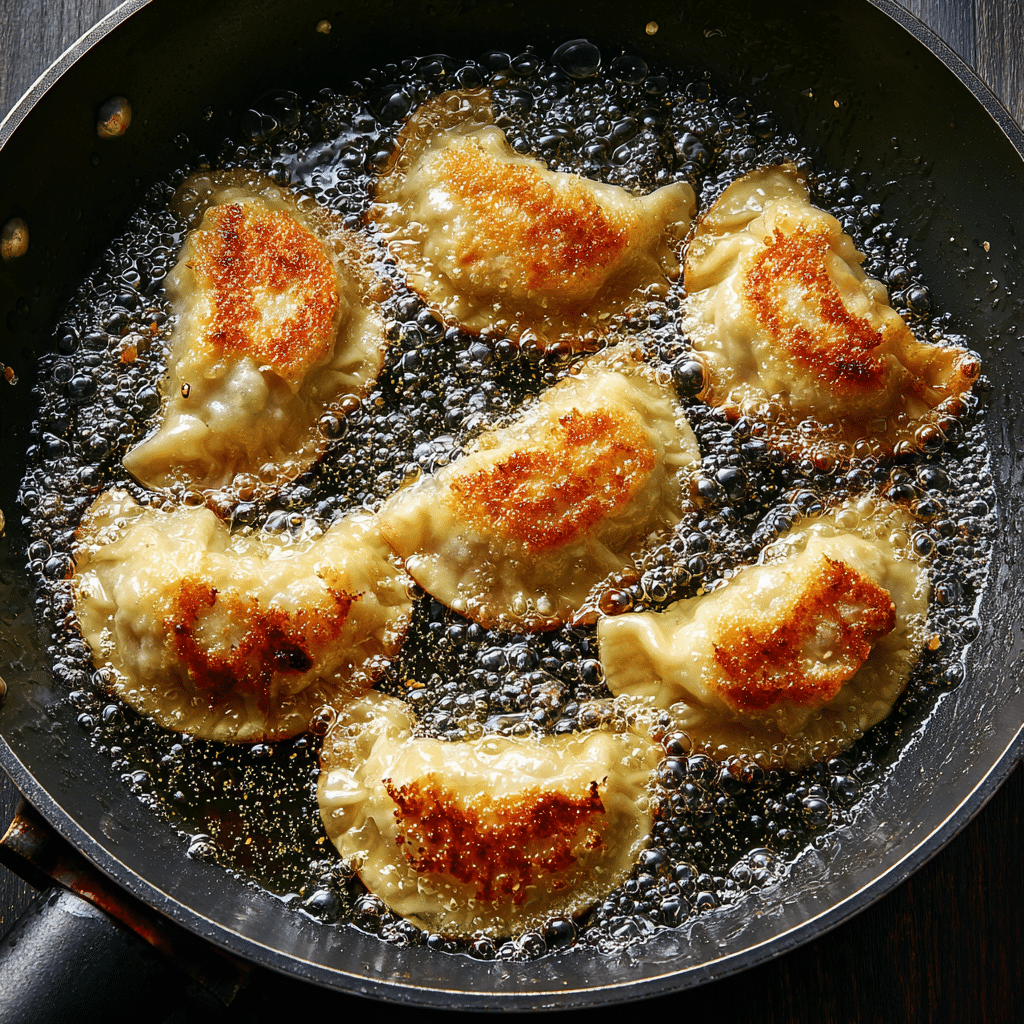 Frying rice paper dumplings