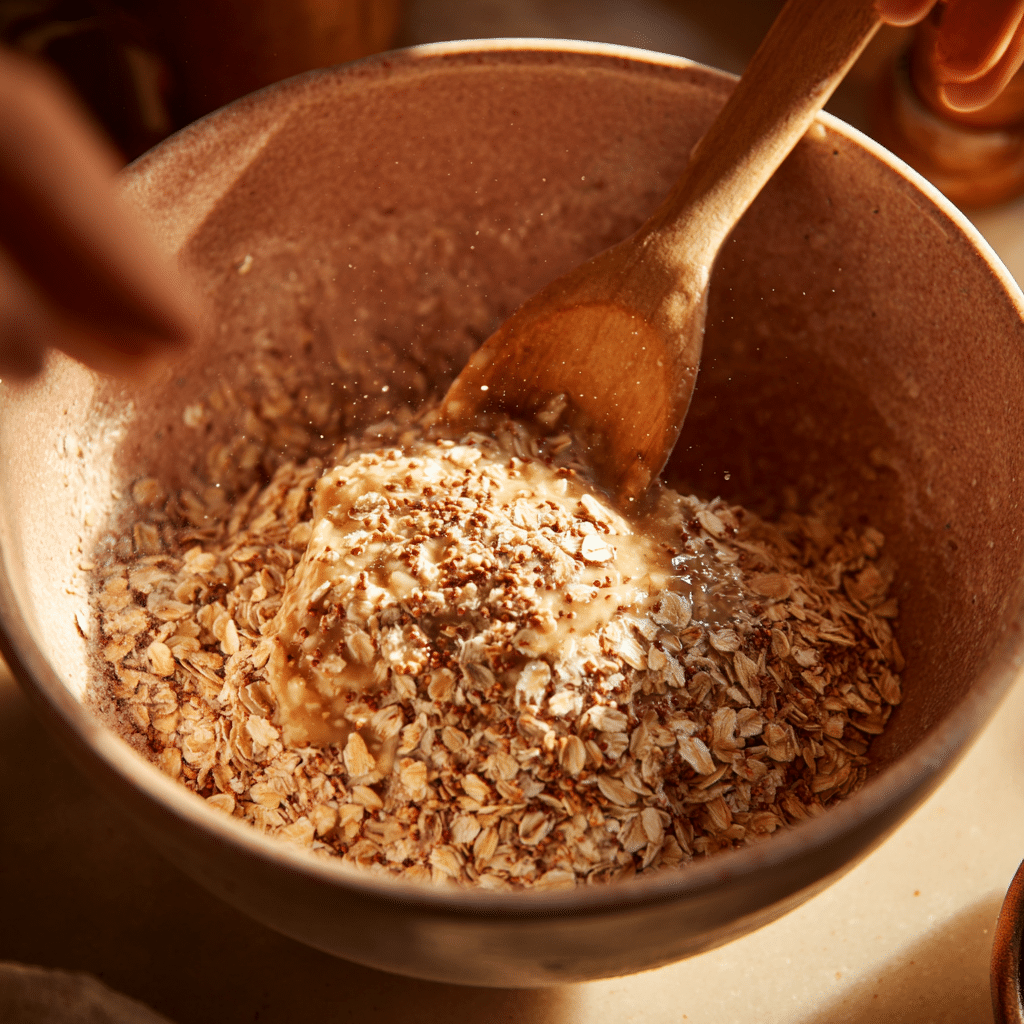Preparing blended baked oats without eggs or dairy