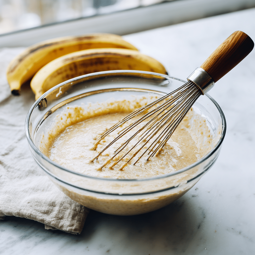 Mixing gluten free banana bread batter