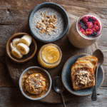 Gluten dairy egg free breakfast recipes on a rustic table
