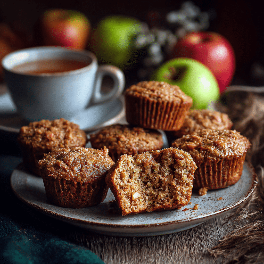 Mini gluten-free vegan apple muffins served with tea