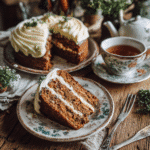 Gluten-free Carrot Cake Recipe slice served with tea