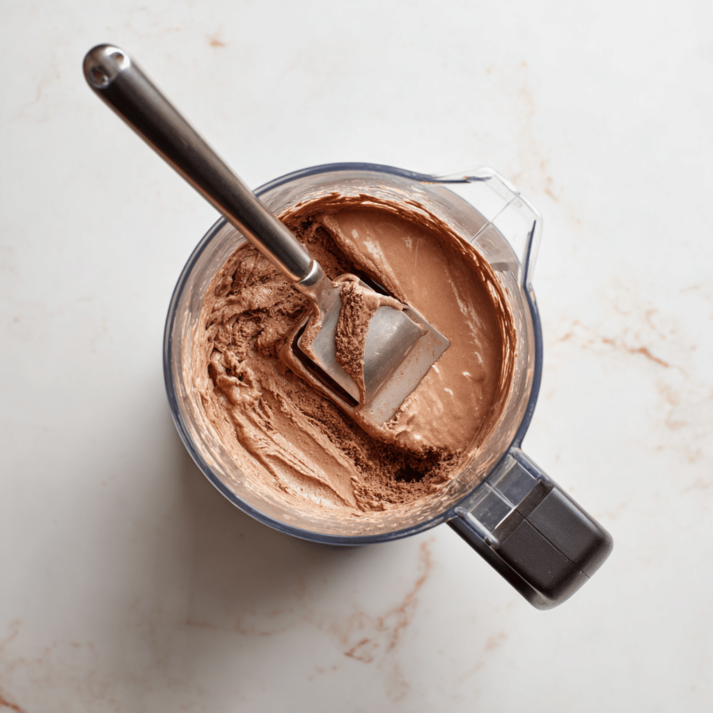 blended chocolate cottage cheese ice cream