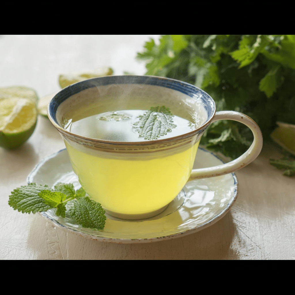 Lemon balm recipe in ceramic cup