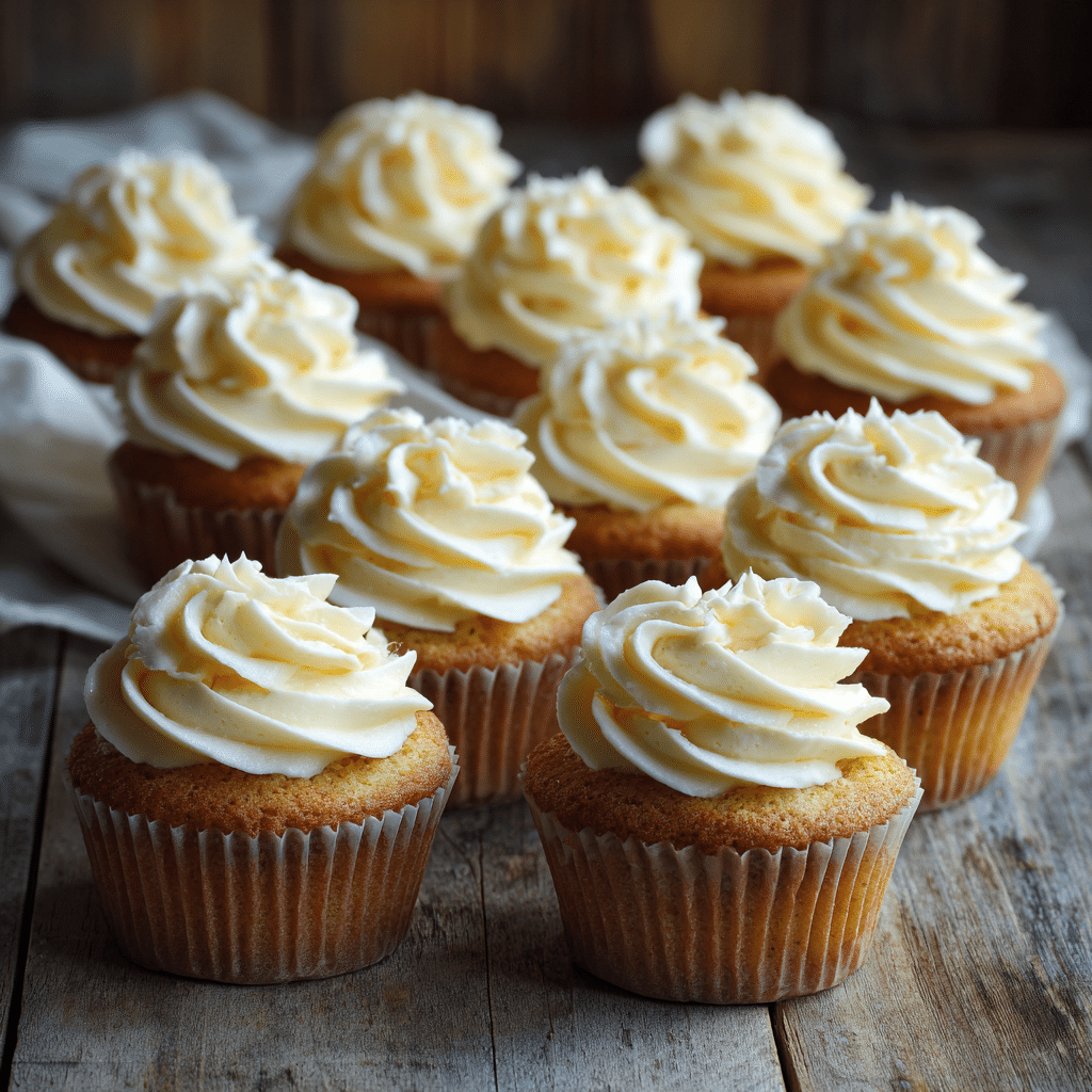Easy Gluten-Free Cupcakes with Buttercream Frosting on a rustic table