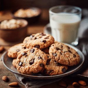 gluten-free chocolate chip cookies served with milk