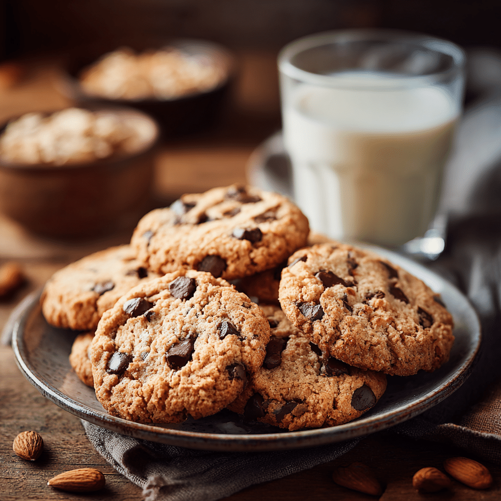 gluten-free chocolate chip cookies served with milk
