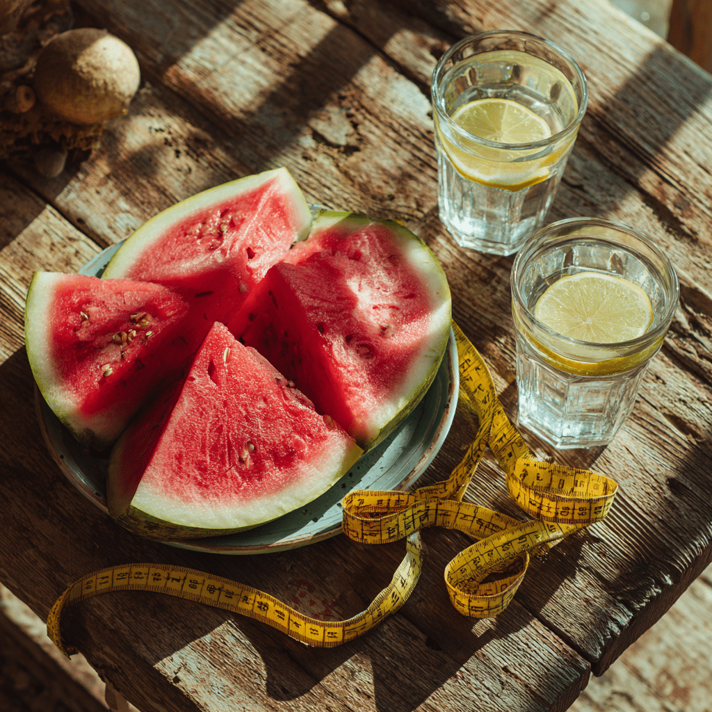 watermelon diet 3 days weight loss flat lay