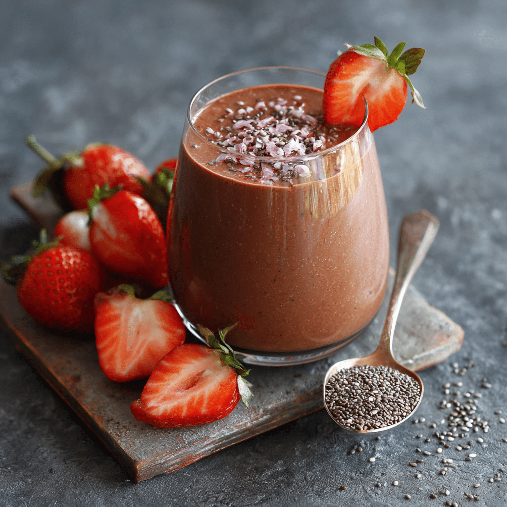 Chocolate Strawberry Smoothie Served