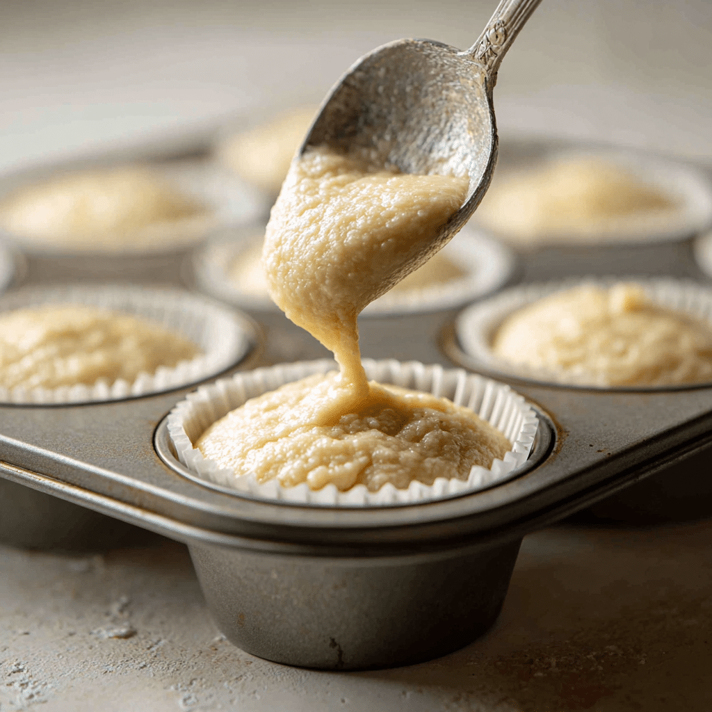 Spoon gluten-free cupcake batter into liners