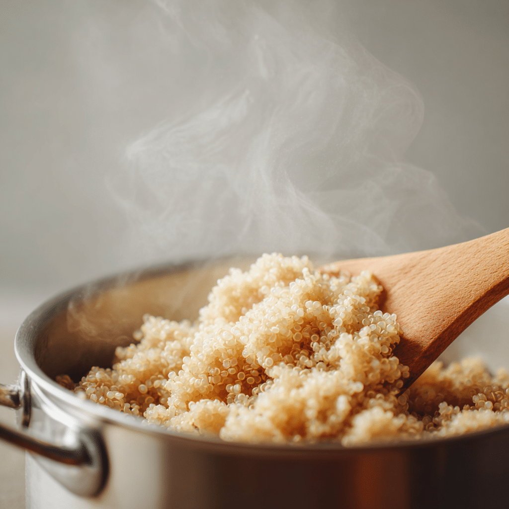 Fluffy cooked quinoa for breakfast jars