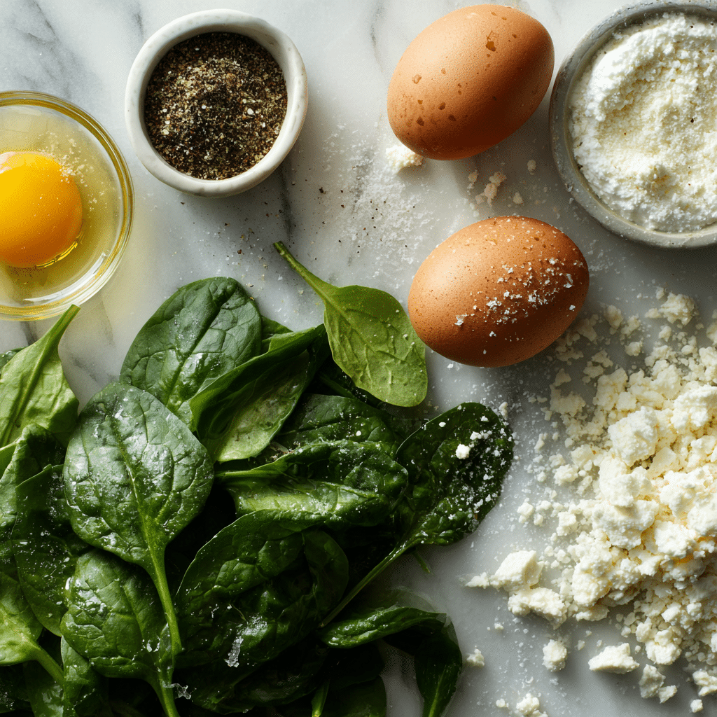 Ingredients for Gluten-Free Egg Muffins with Spinach and Feta