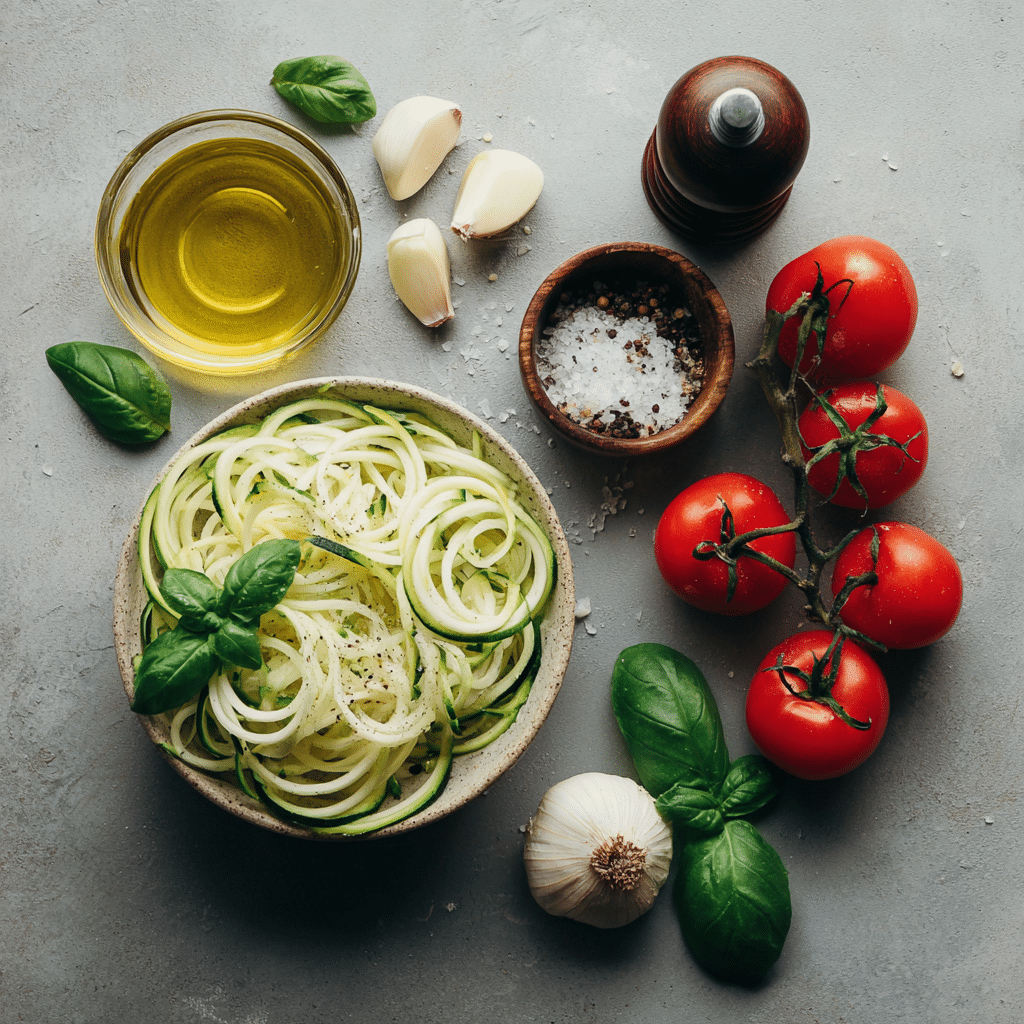 zucchini noodles low calorie recipe ingredients