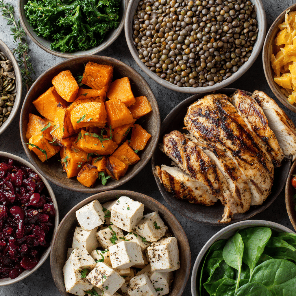 Ingredients for 50/50 plate method meals