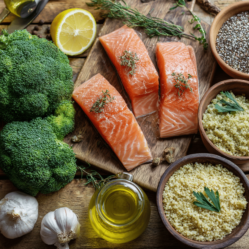 roasted salmon with broccoli and quinoa ingredients
