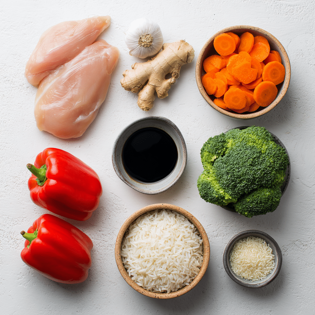Teriyaki bowl ingredients prepped and ready