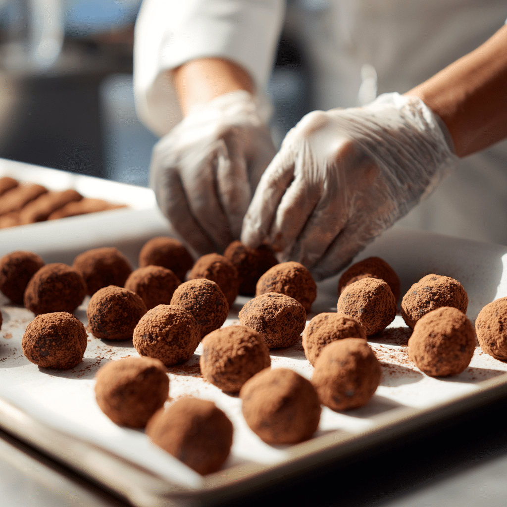 Rolling gluten free chocolate truffle pops