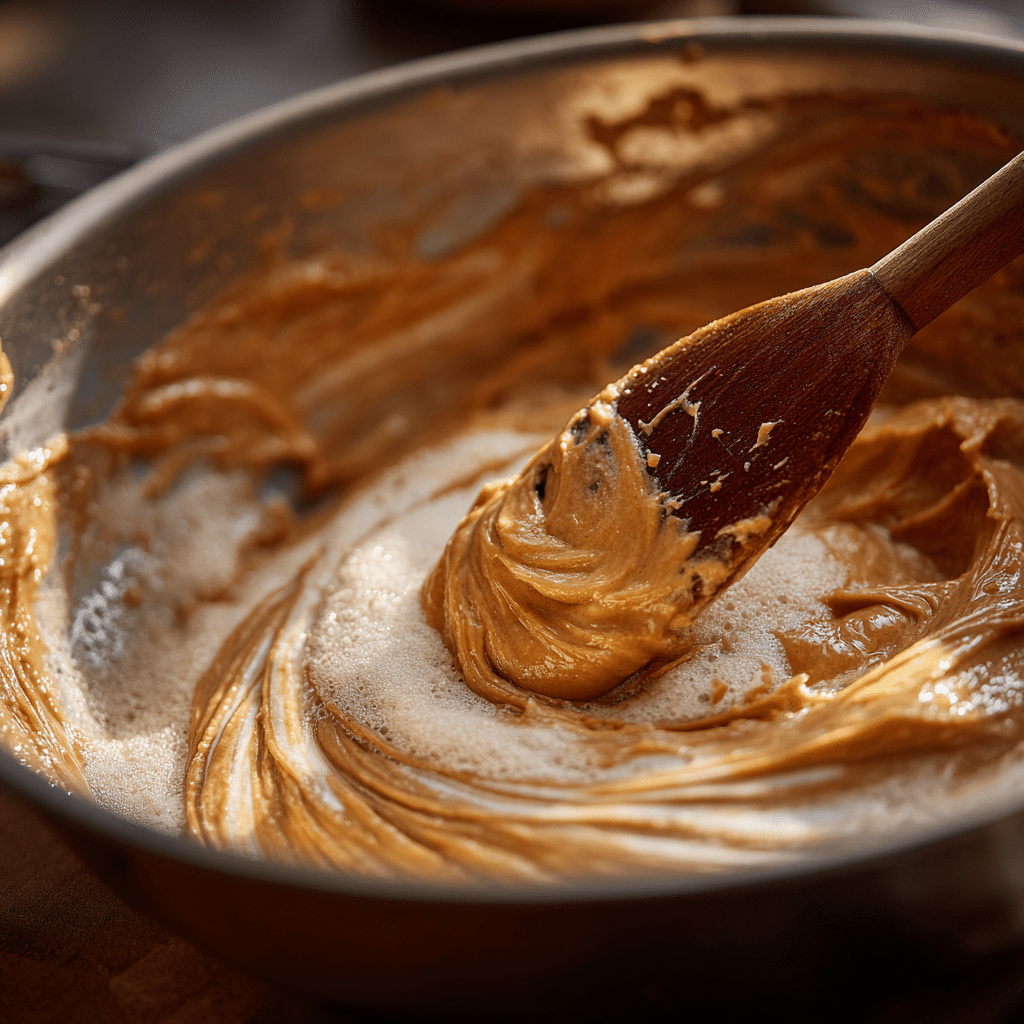mixing dough for gluten-free peanut butter cookies