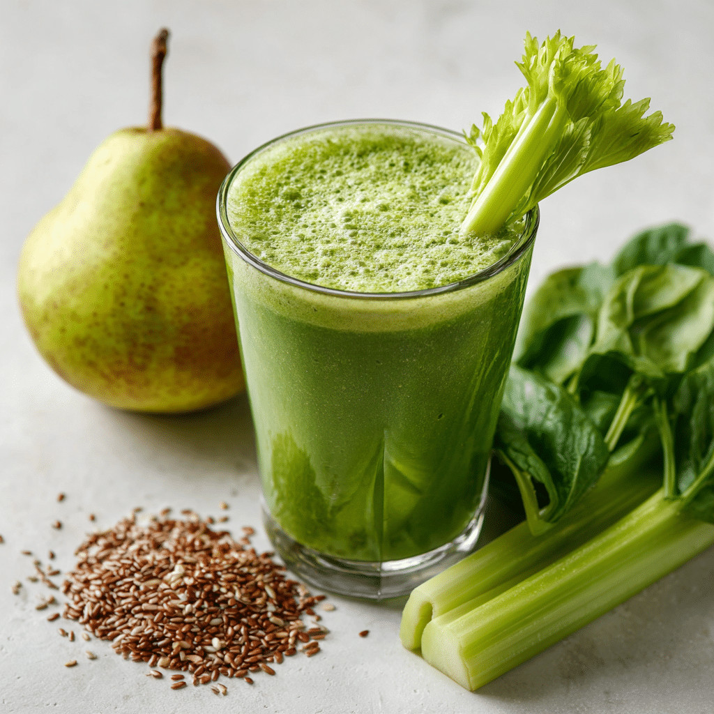 celery pear flaxseed smoothie