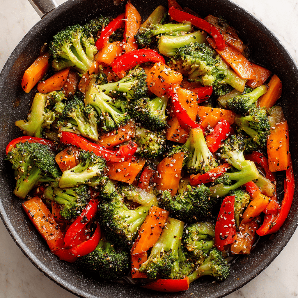 Stir-fried vegetables for teriyaki chicken bowl