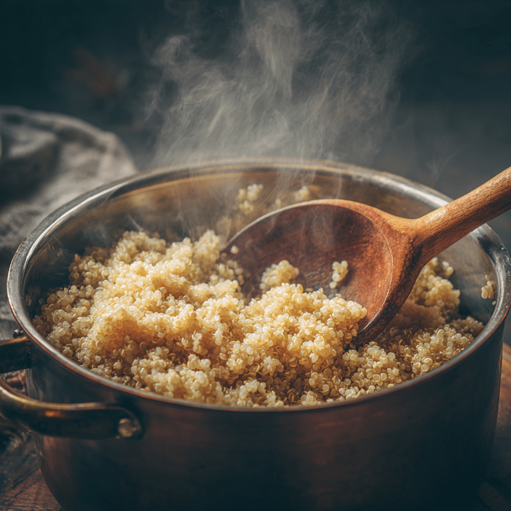 cooking quinoa for salmon broccoli dish