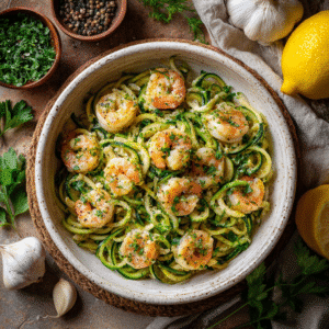 15-Minute Garlic Butter Shrimp with Zucchini Noodles