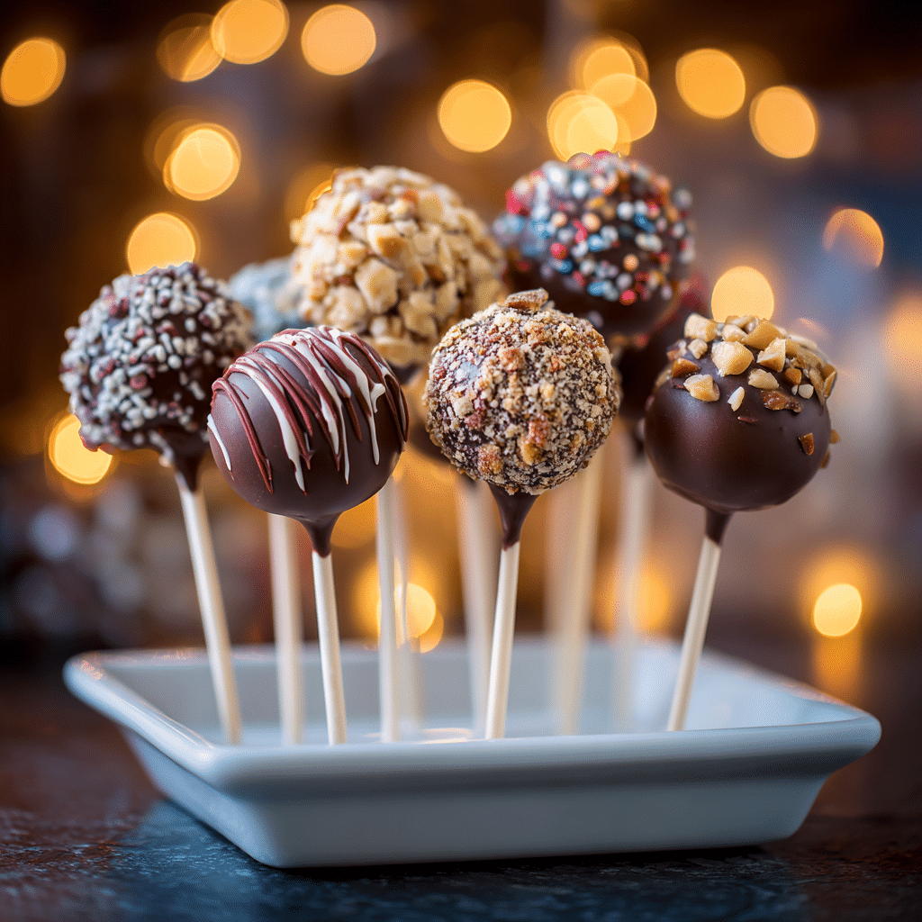 Decorated gluten free chocolate truffle pops for party