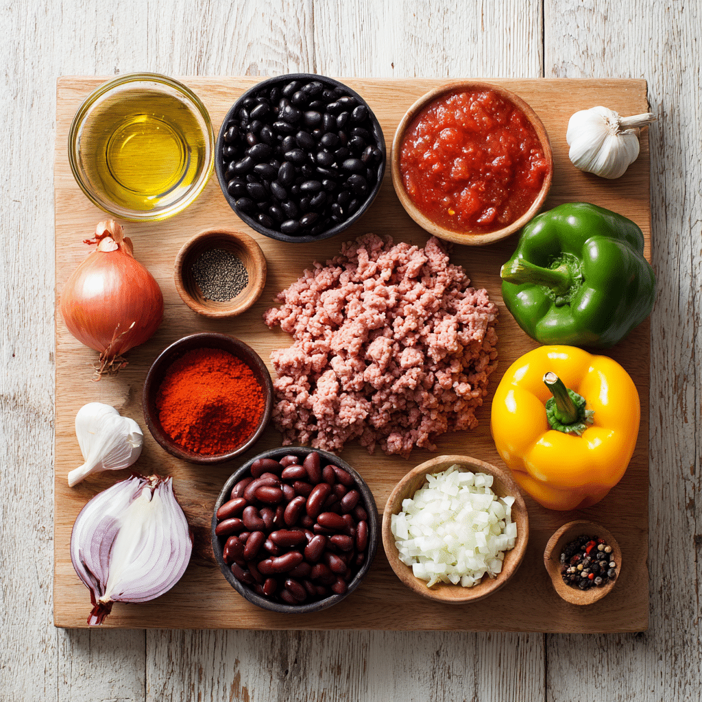 Ingredients for meal prep turkey chili