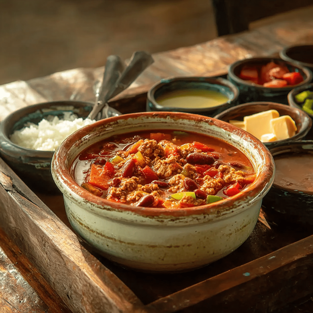Meal Prep Turkey Chili with beans, peppers, and lean ground turkey