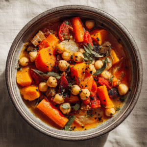 Witch’s Brew Stew served in rustic bowl