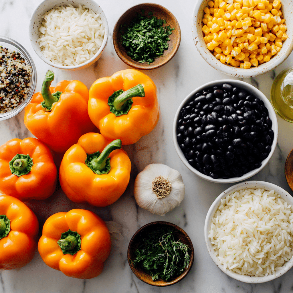 Ingredients for Stuffed Bell Pepper Jack O’ Lanterns